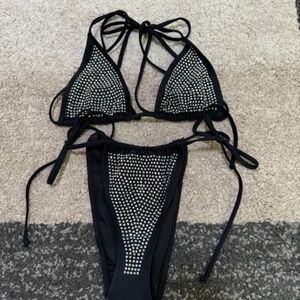 BRAND NEW GOOD AMERICAN BLACK RHINESTONE BIKINI